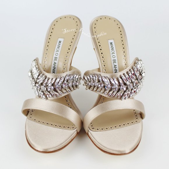 NEW MANOLO BLAHNIK Skysan Crystal Heeled Sandals - Picture 3 of 15